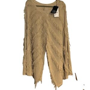 NWT‎ Women’s Chaser Fringed Cardigan Poncho Pink Sand Size M/L